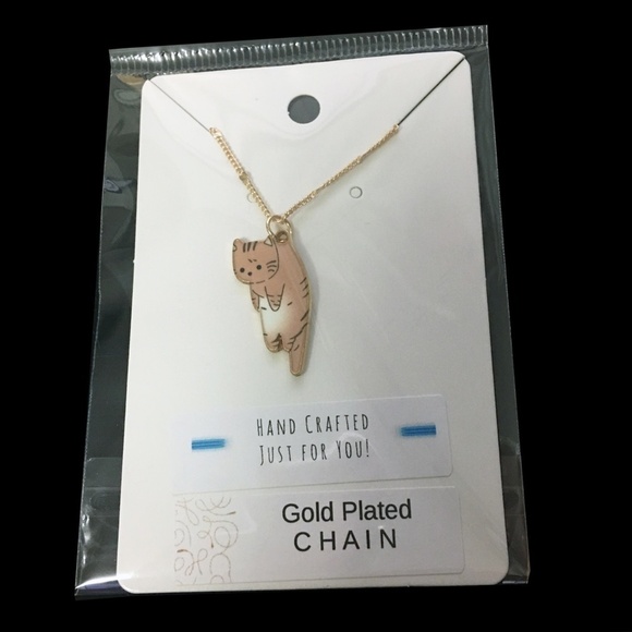 HAND Crafted Fawn Kitty Necklace on Gold Plate Chain - Picture 4 of 6